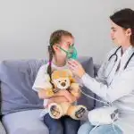 Doctor examining a child for allergy symptoms during pediatric consultation