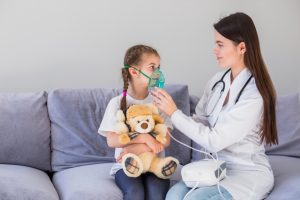 Doctor examining a child for allergy symptoms during pediatric consultation
