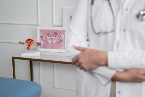 Doctor explains cervical cancer screening to female patient