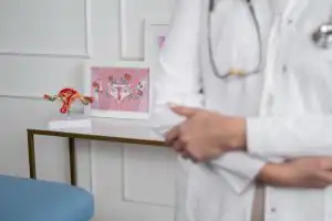 Doctor explains cervical cancer screening to female patient