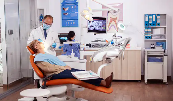Dentist doing a dental treatment on a patient